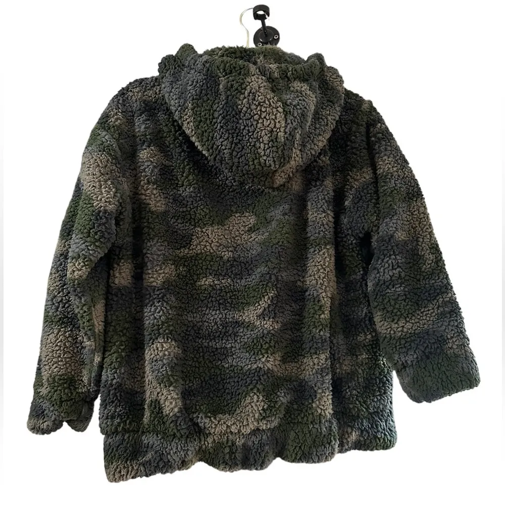 Offline Green Camo Sherpa Full Zip Hooded Jacket // Size XS - Image 5