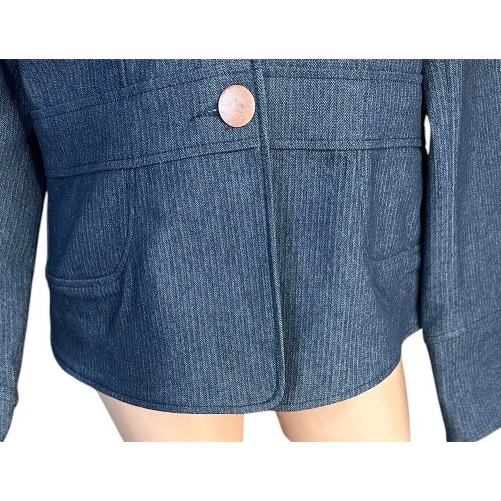 View By Walter Blue Herringbone Denim Trouser Jeans and Blazer Pant Suit Sz 10 L - Image 9