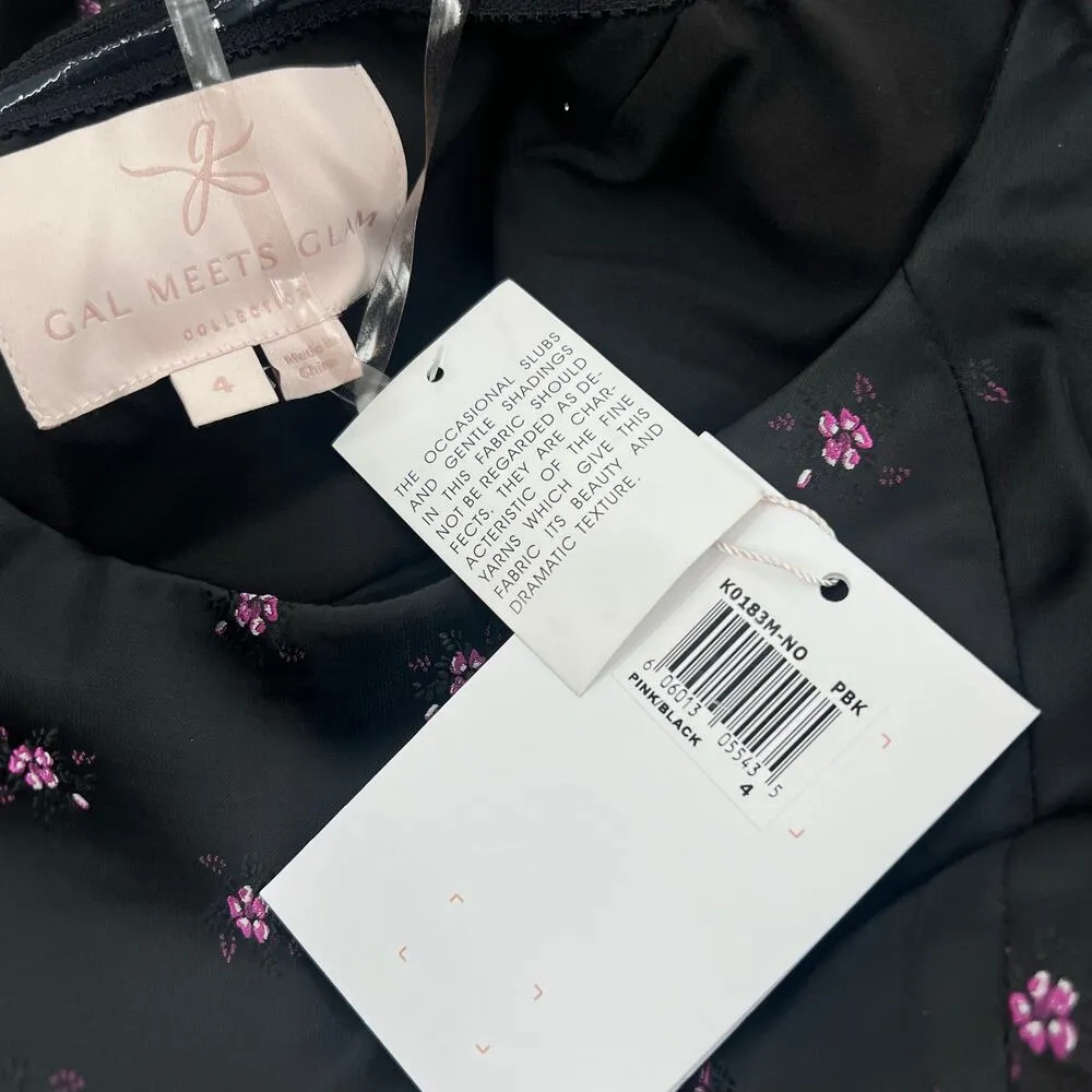 NWT Gal meets gal daisy satin jacquard bow back sz 4 black purple - Image 7