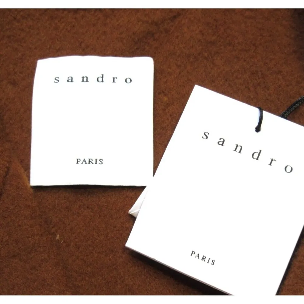 NWT Sandro Hazeen in Noisette Brown Double Faced Wool Fringe Coat 42 / 10 - Image 5