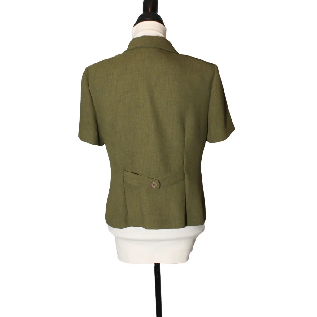 Vintage 90s Sag Harbor Whimsigoth Set Size 10P Olive Green Embroidered Dress - Image 7