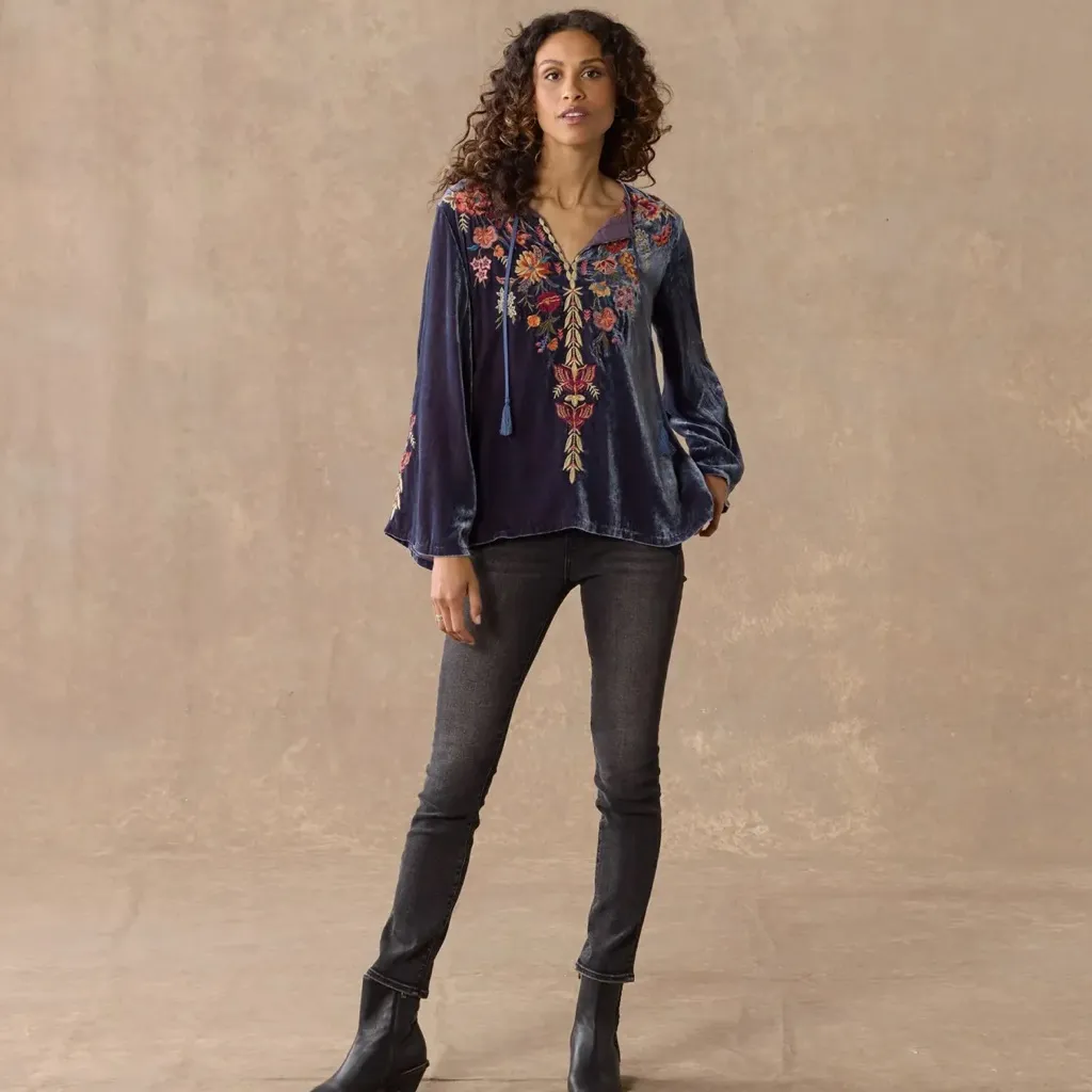 Johnny Was - Taline Embroidered Velvet Top - Image 4