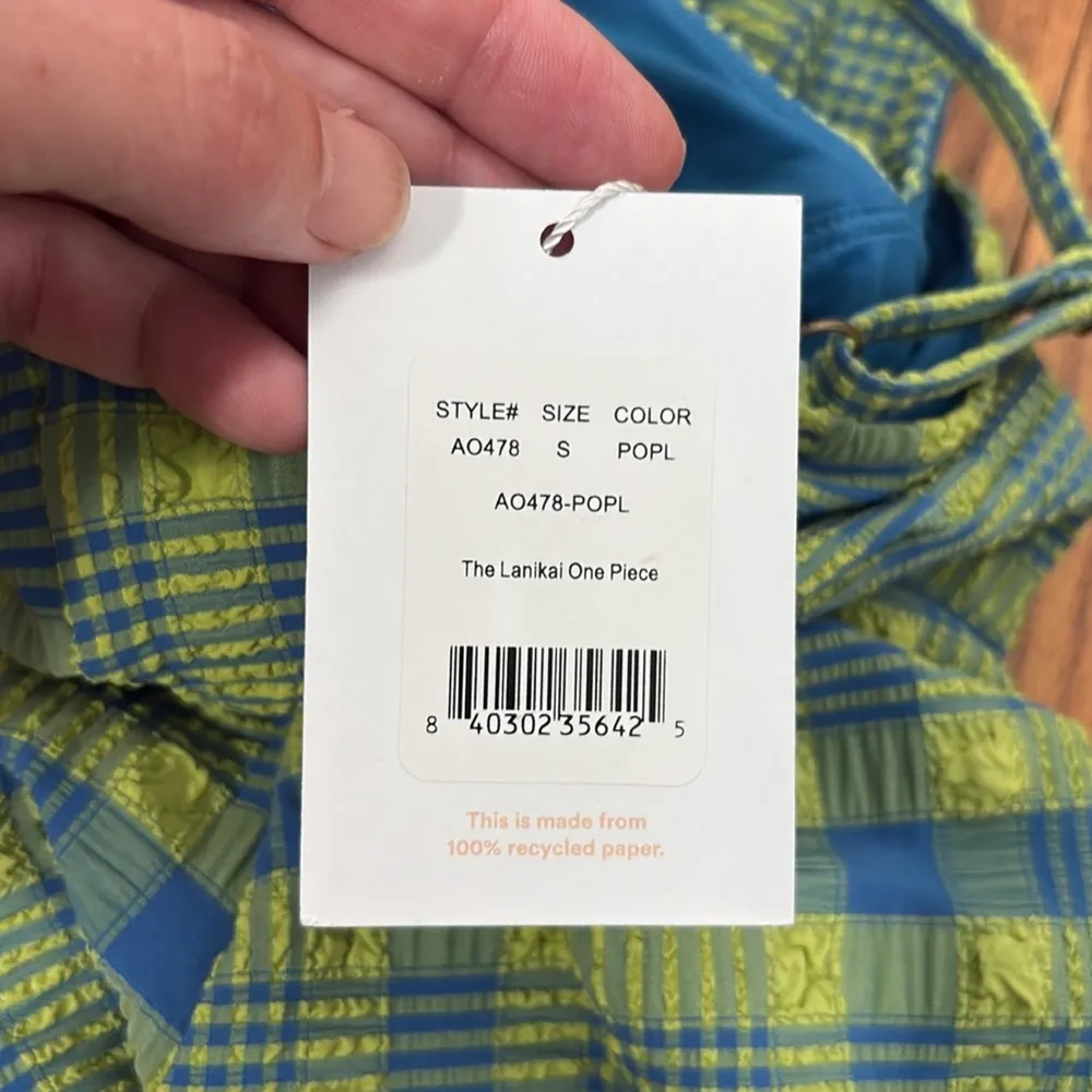 Andie The Lanikai One Piece‎ Swimsuit green blue plaid size S NWT - Image 7