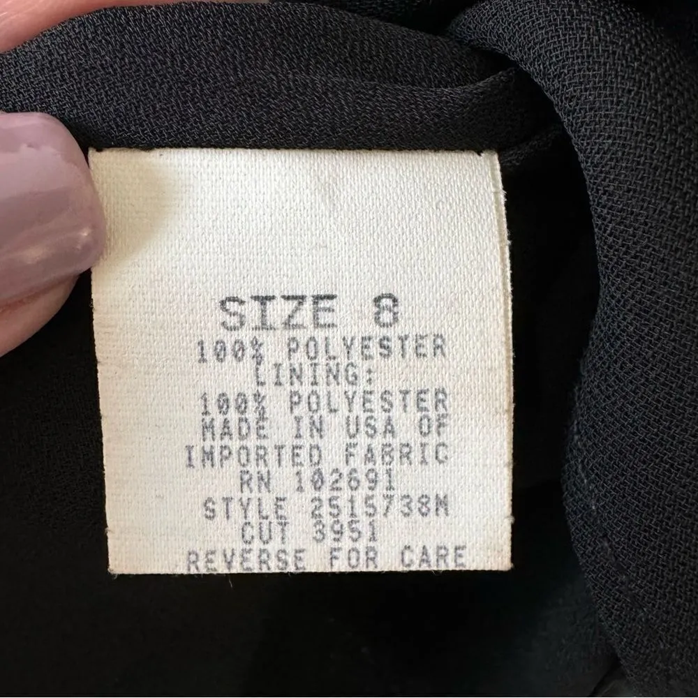 NWT Vintage DONNA RICCO Black Faux Wrap Cocktail Party Dress Size 8 - Image 7