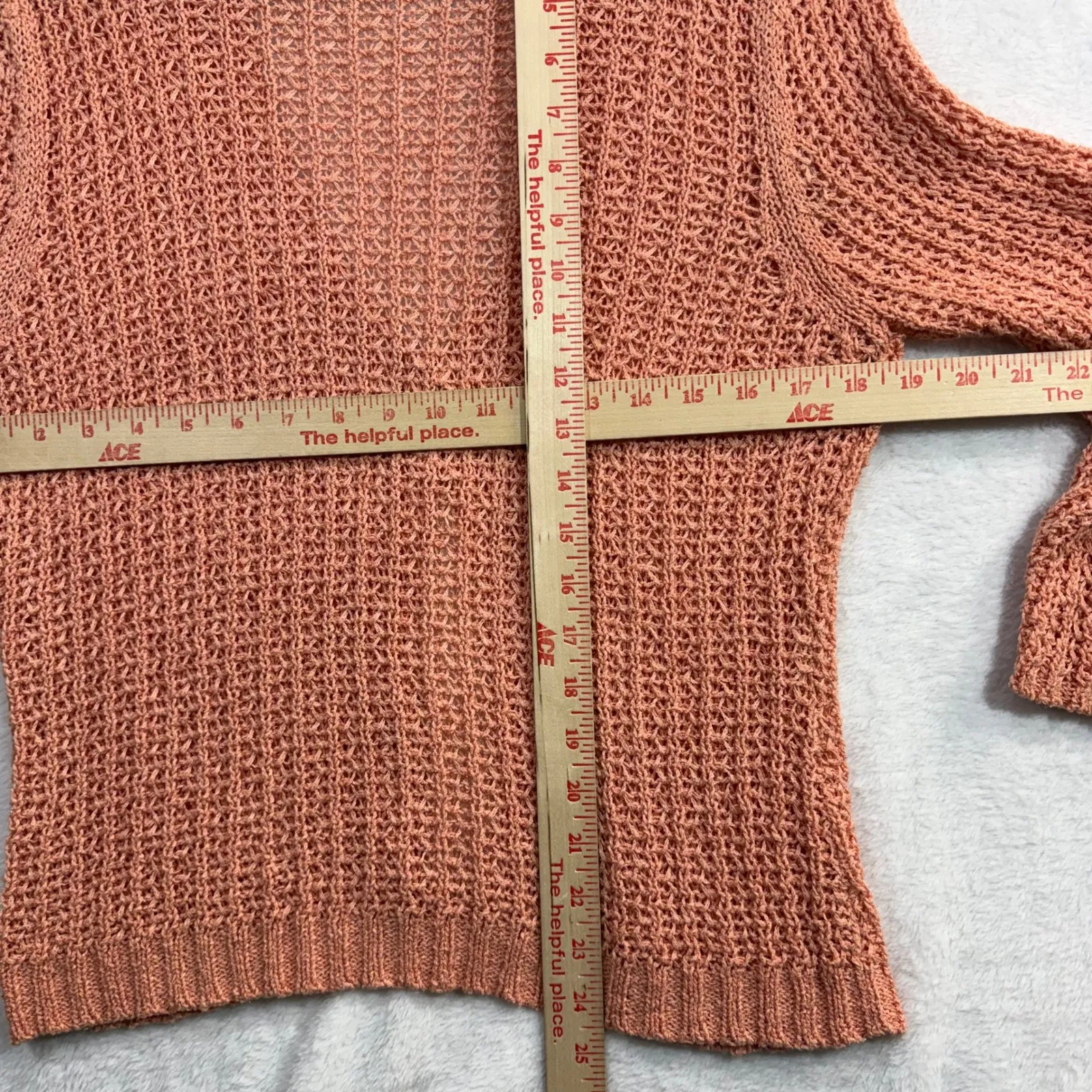 Vintage JPR L Peach Knit Cardigan Sweater Pearl Cottagecore Coquette Pastel Boho Pink Size L - Image 6