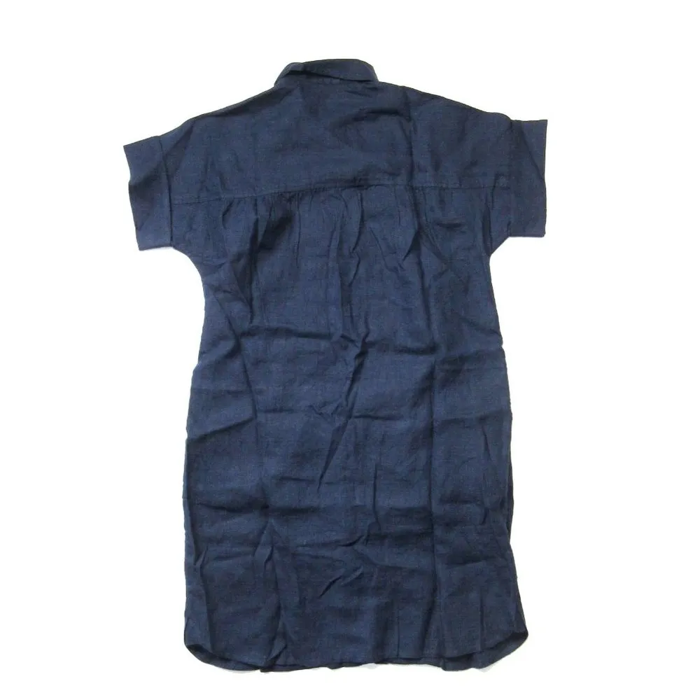 NWT J.Crew Relaxed-fit Short-sleeve Navy Baird McNutt Irish Linen Shirtdress PS - Image 5