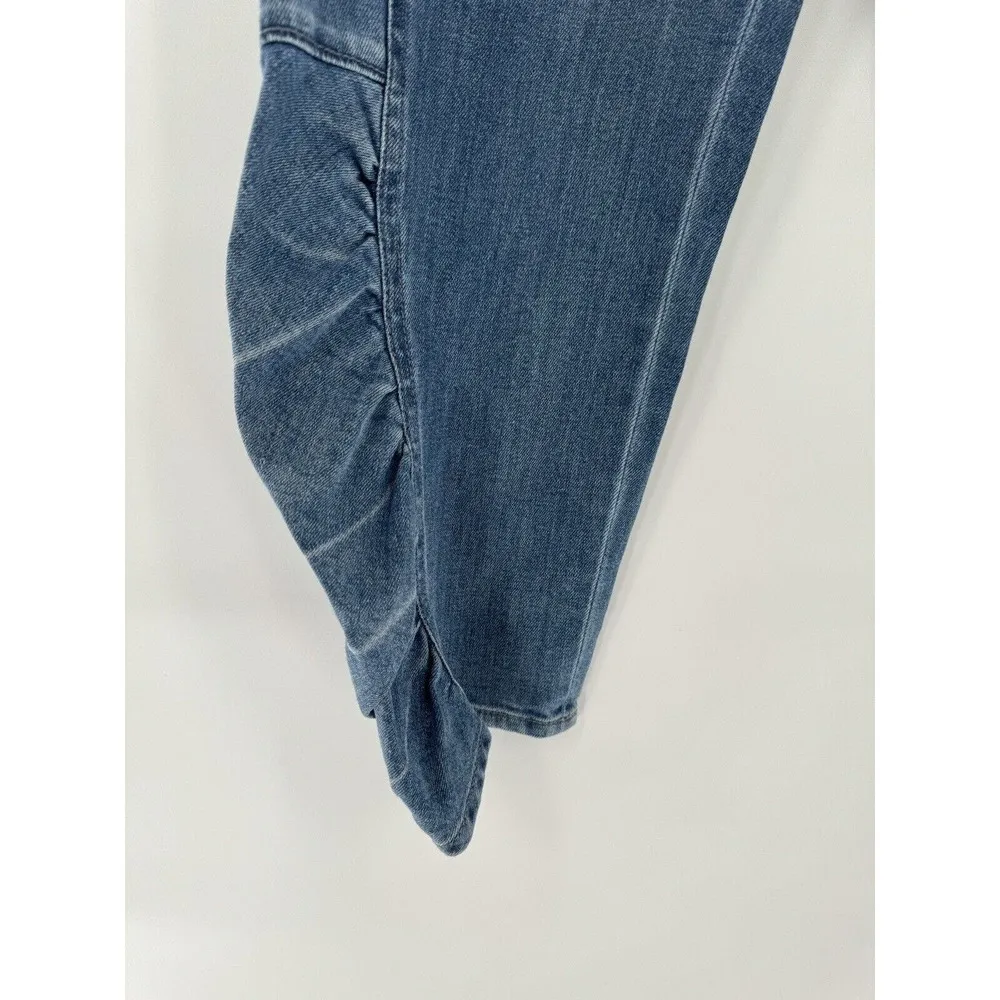 Tibi Jeans Size 6 Vintage Stone Slouchy Rouched Blue Cropped Denim Pants Women’s - Image 5