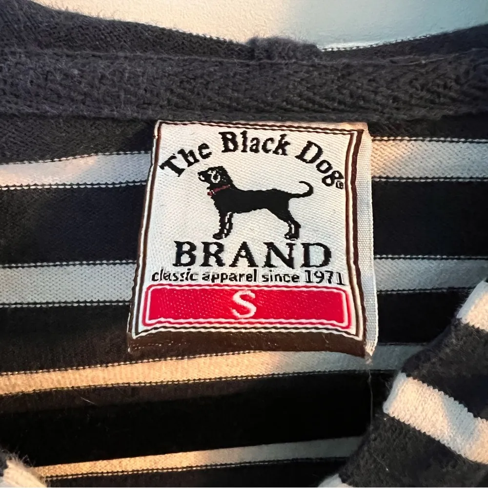 The Black Dog Brand Navy and White Striped Pullover Cotton Hoodie Size Small - Image 5