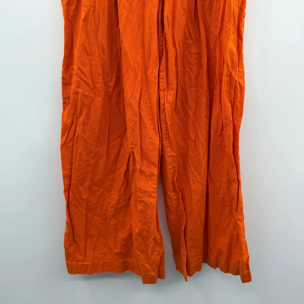 Eudon Choi Belted Wide Leg Pants Bright Orange Linen‎ Blend High Rise Women’s 2 - Image 10