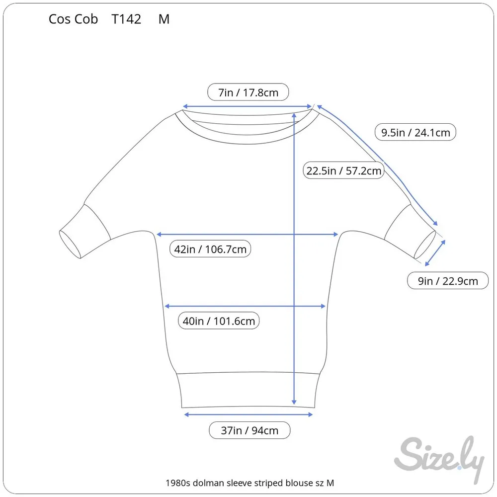 1980s top striped pastel dolman sleeve pink blue Size M - Image 2