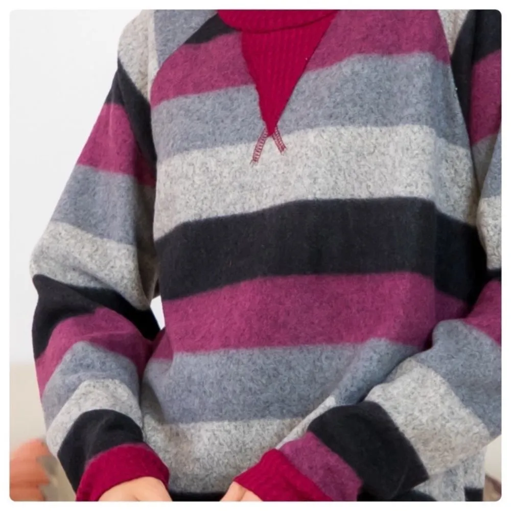 Ultra Soft Pink, Black Gray Colorblock Striped Pullover Sweater Pink - Image 4