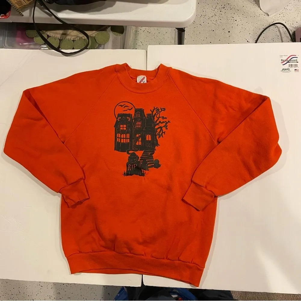 Vintage orange spooky Halloween 👻 cozy soft sweatshirt 80’s-90’s Jerzees - Image 8