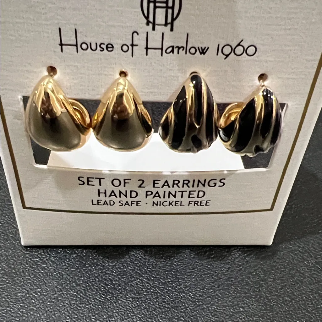 House of Harlow 1960 | Gold & Black Teardrop Earrings - Image 6