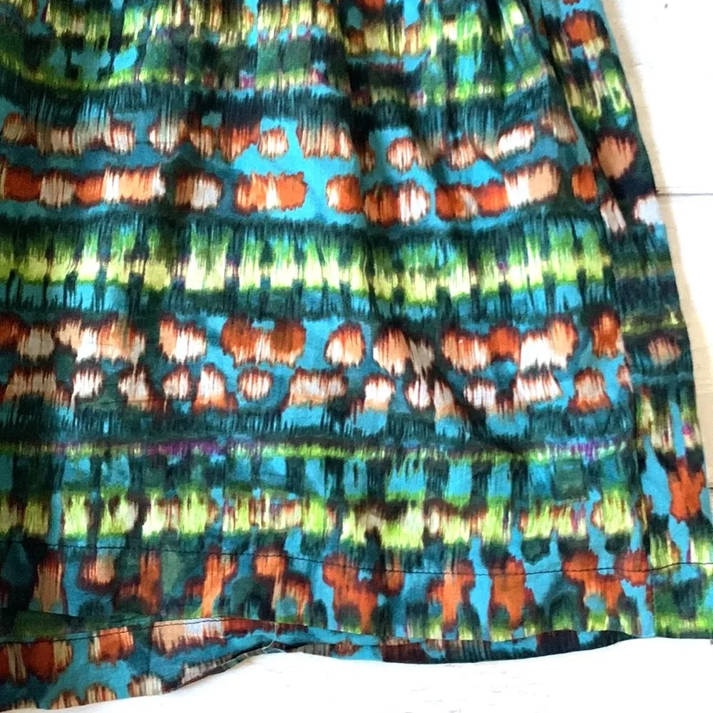 Women’s L/G Skirt Emerald Green Printed Design Knee Length 100% Cotton Large - Image 2