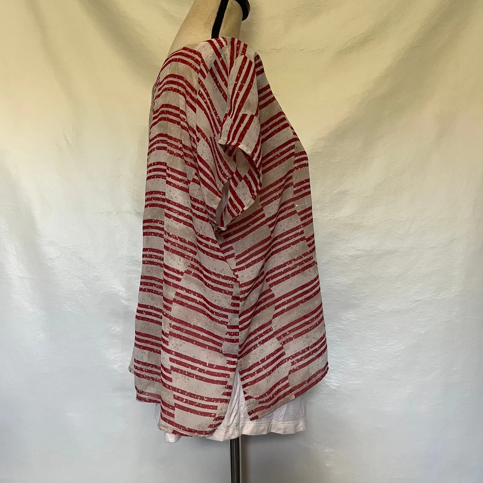 SUE WHO? Americana Womens Top Sz L Festival Stars Stripes Rhinestone Patchwork Red Size L - Image 5