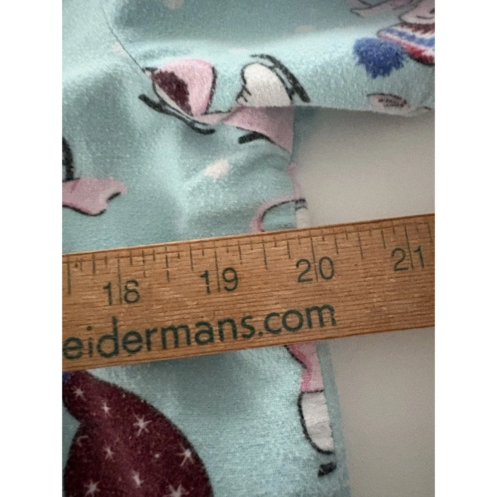 Nick & Nora Pajama Top Size S Blue Pink Elephants Flannel Ice Skating Oversize * - Image 6