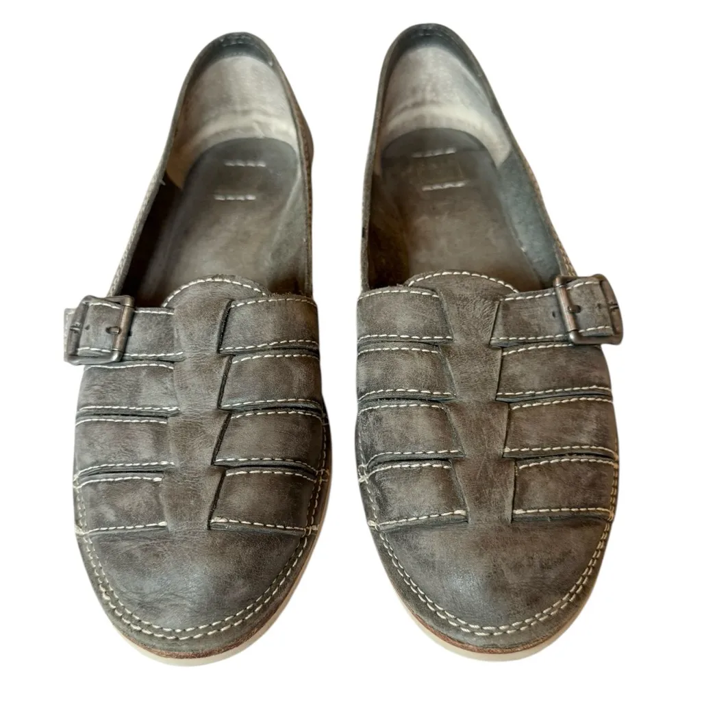 Frye Milly Fisherman Women's Charcoal Leather Slip-on Leather Flats Size 9.5 - Image 3