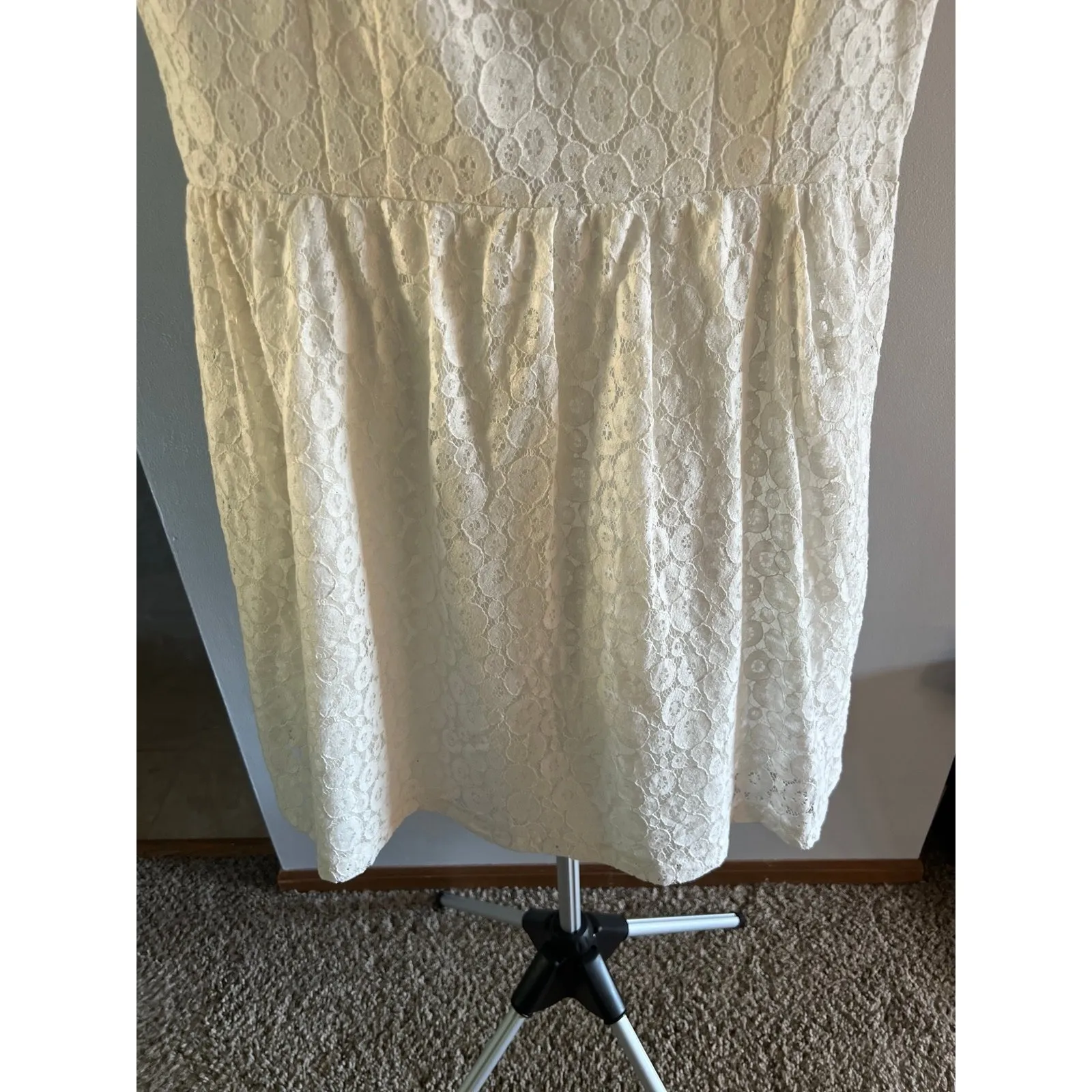 Vintage DR Collection Women's Ivory Cloud‎ Lace Sleeveless Doily Dress Size 12 - Image 3