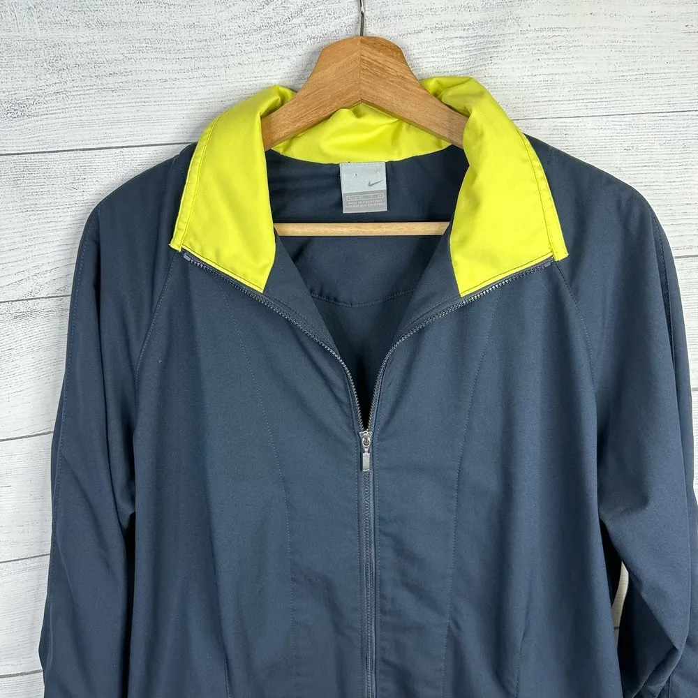 Nike Womens size XL 16/18 Blue Yellow Zip Up Lightweight Track Jacket Dri Fit - Image 3