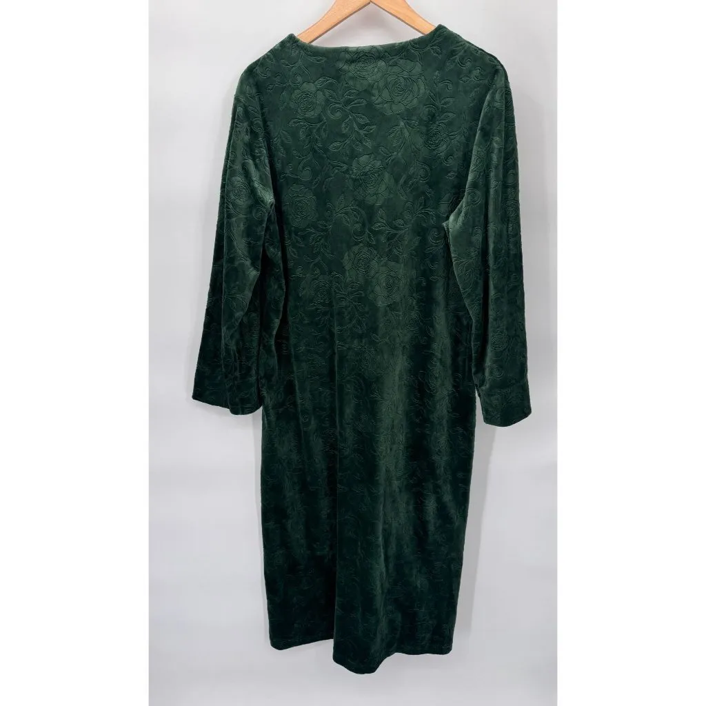 Miss Elaine Full Zip Gown‎ Robe Womens Small Green Fleece Polyester Pockets - Image 9