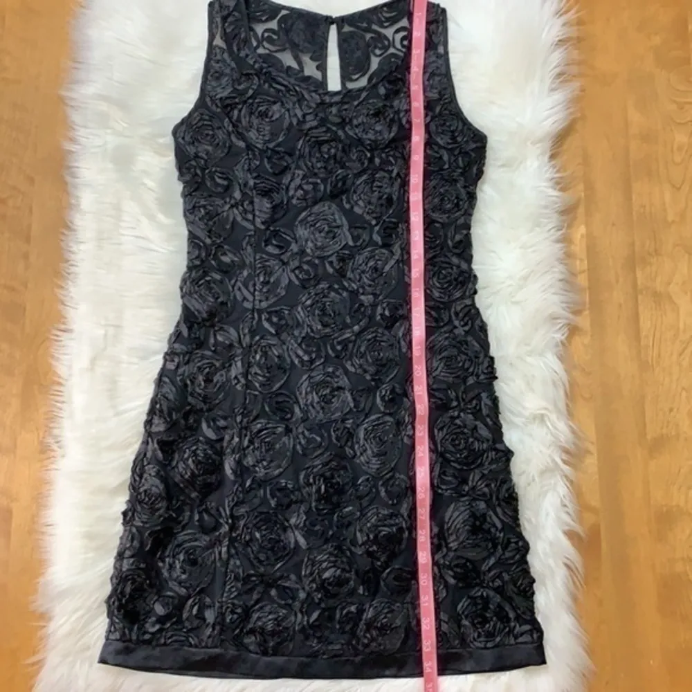 Papillon Blanc little black dress rosette ribbon soutache stretch sleeveless S - Image 6