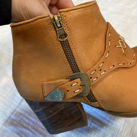 Anthropologie Stivali Maipore Western Ankle Boots Brune 37/ US‎ 6.5/7 - Image 3