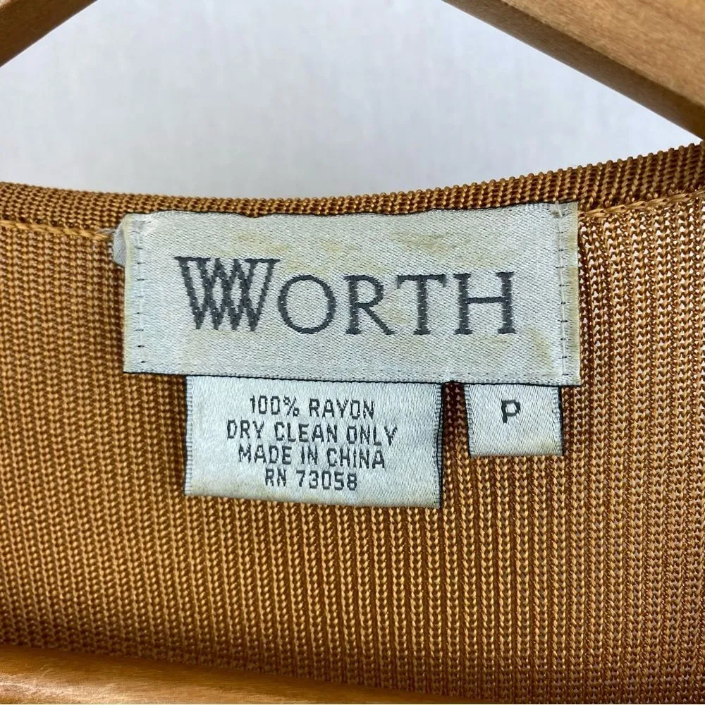 Worth Brown Woven Short Sleeve Knit Tee T Shirt P PS Size undefined - Image 6