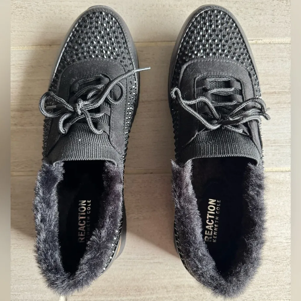 Kenneth Cole Reaction Cari Faux Fur Jewel Jogger Women’s Sneaker Size 11 Black - Image 5