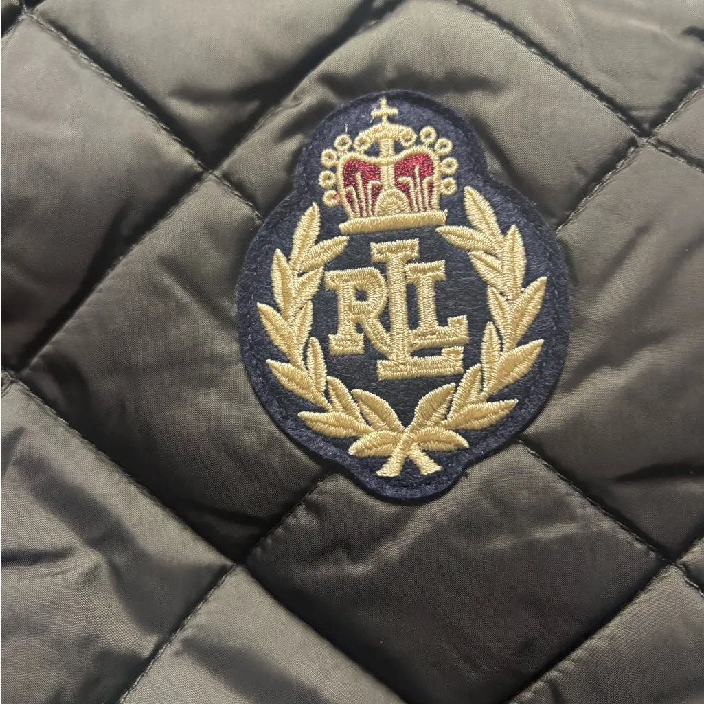 LAUREN RALPH LAUREN New MEDIUM Vest Crest-Patch Diamond Quilted Green Army Women - Image 6