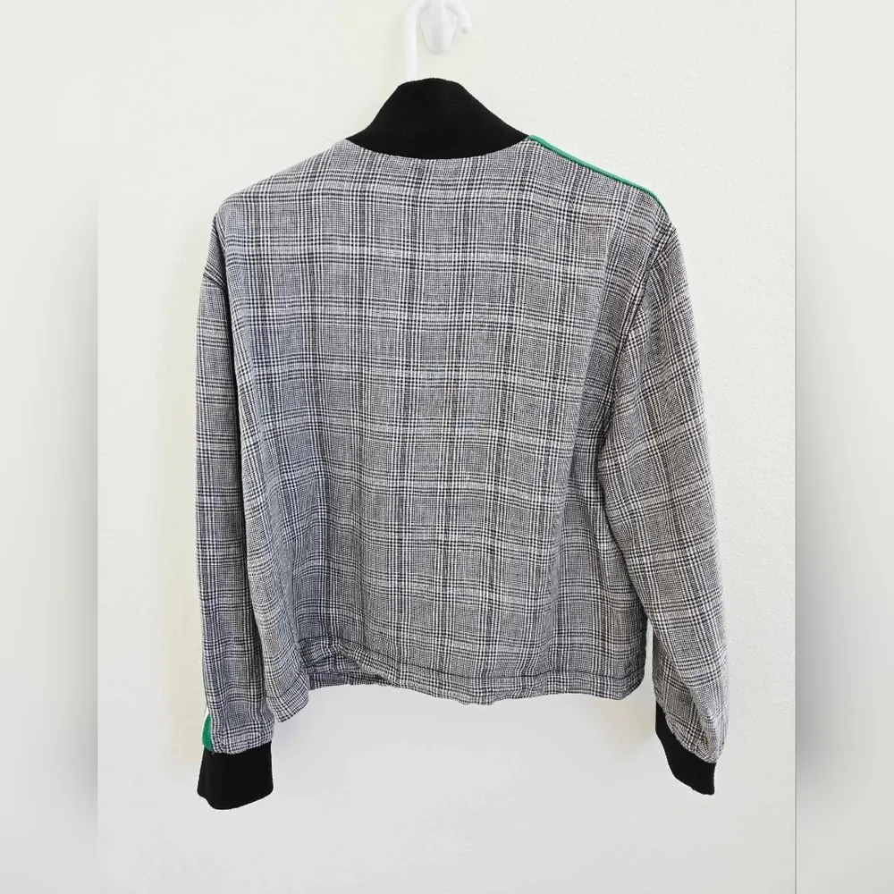 Current/Elliott Dassen Plaid Side-Stripe Linen Bomber Jacket Size 10 - Image 5