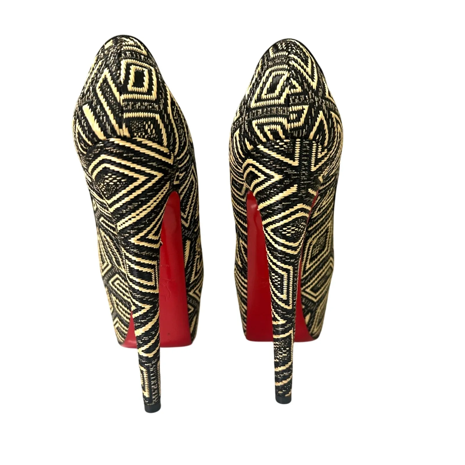 Christian Louboutin Daffodile 160 Platform Pumps Panama Black Cream 38.5 - Image 3