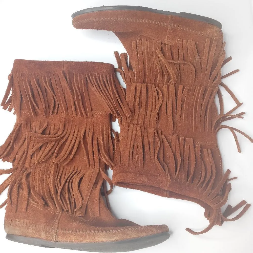 Minnetonka fringe leather boots size 8 - Image 5
