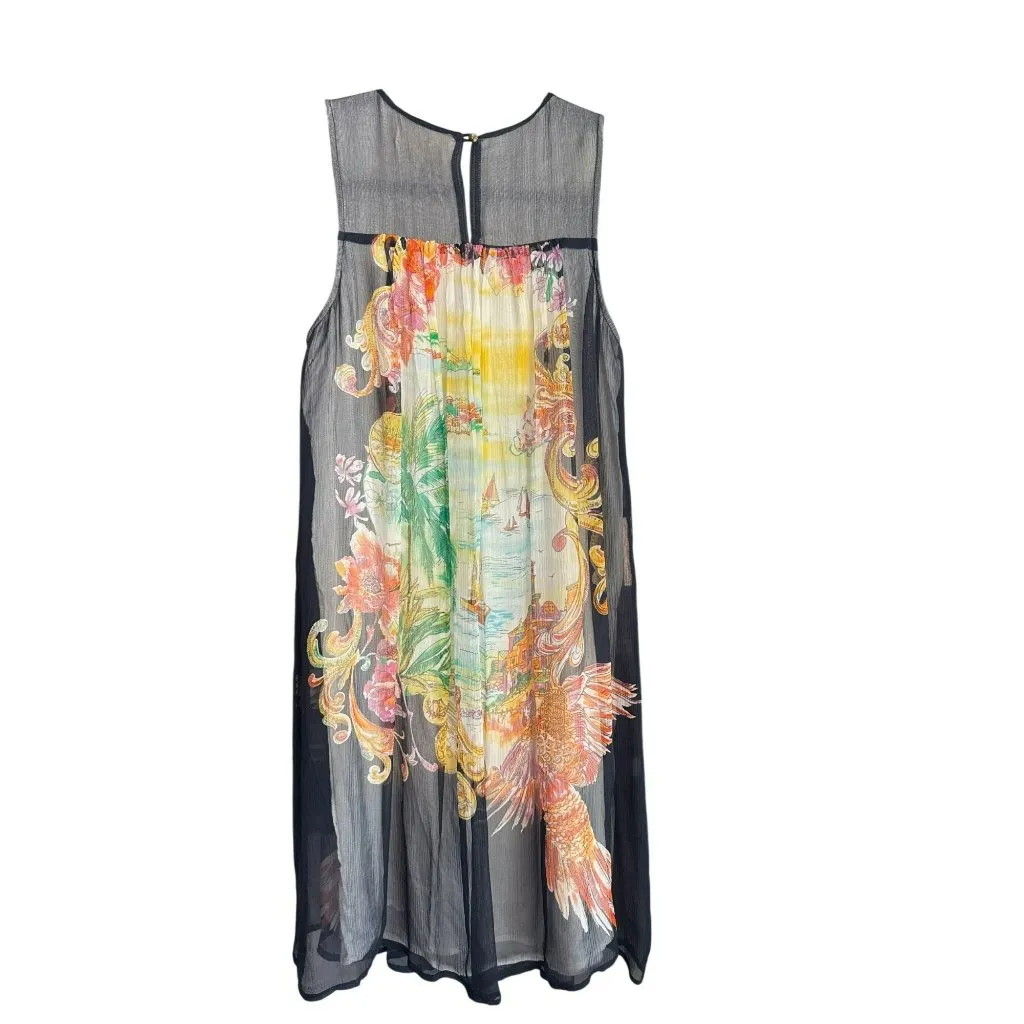 Anthropologie Moulinette Soeurs Sleeveless Silk Swing Dress 2 Floral Travel XS - Image 3