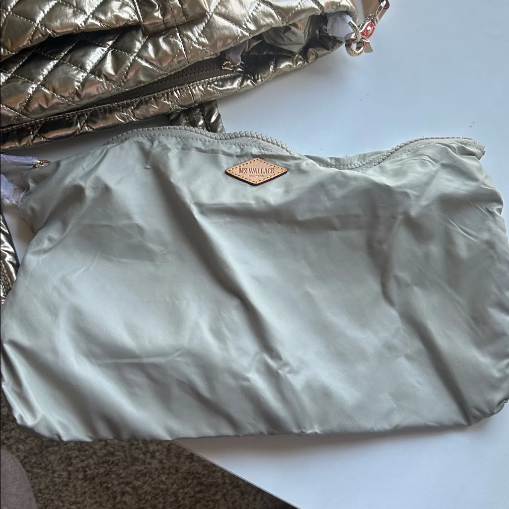 MZ Wallace New York Metro Tote Deluxe Medium Antique Gold New Glam quilted chic - Image 10