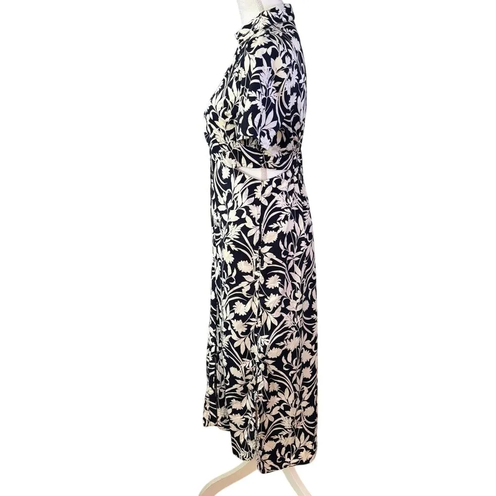 Old Navy Size S Floral Print Midi Shirt Dress Side Cutouts Tropical Beach - Image 2
