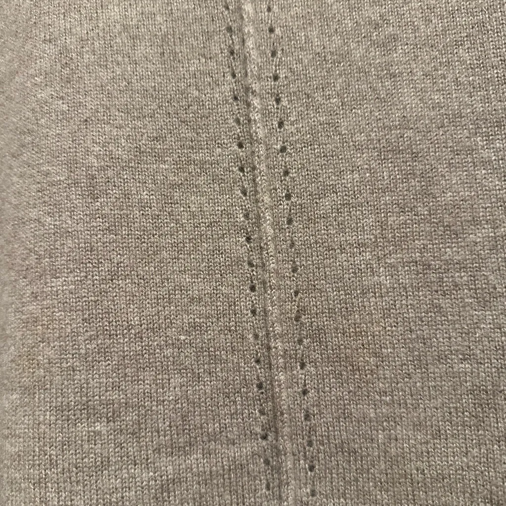 Max Studio Sz: M cowl neck Taupe 2Ply Cashmere Sweater Button Detail 3/4 Sleeve. - Image 12