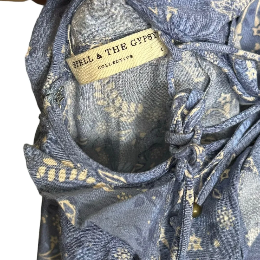 Spell & the Gypsy Celestial Play Dress Chambray EUC Blue Size L - Image 8