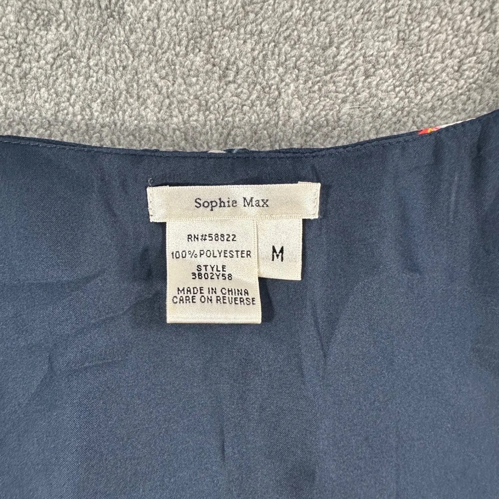 Sophie Max Sleeveless Dress Women's Medium Ruffle Keyhole Navy Blue Floral Short - Image 3