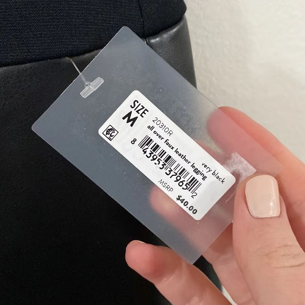 Red Hot by Spanx very black all over faux leather leggings wide waistband sz M - Image 7