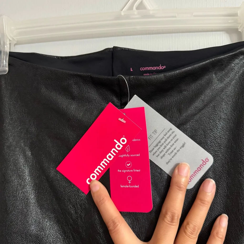 Commando Black Faux Leather Legging Size Large - Image 4