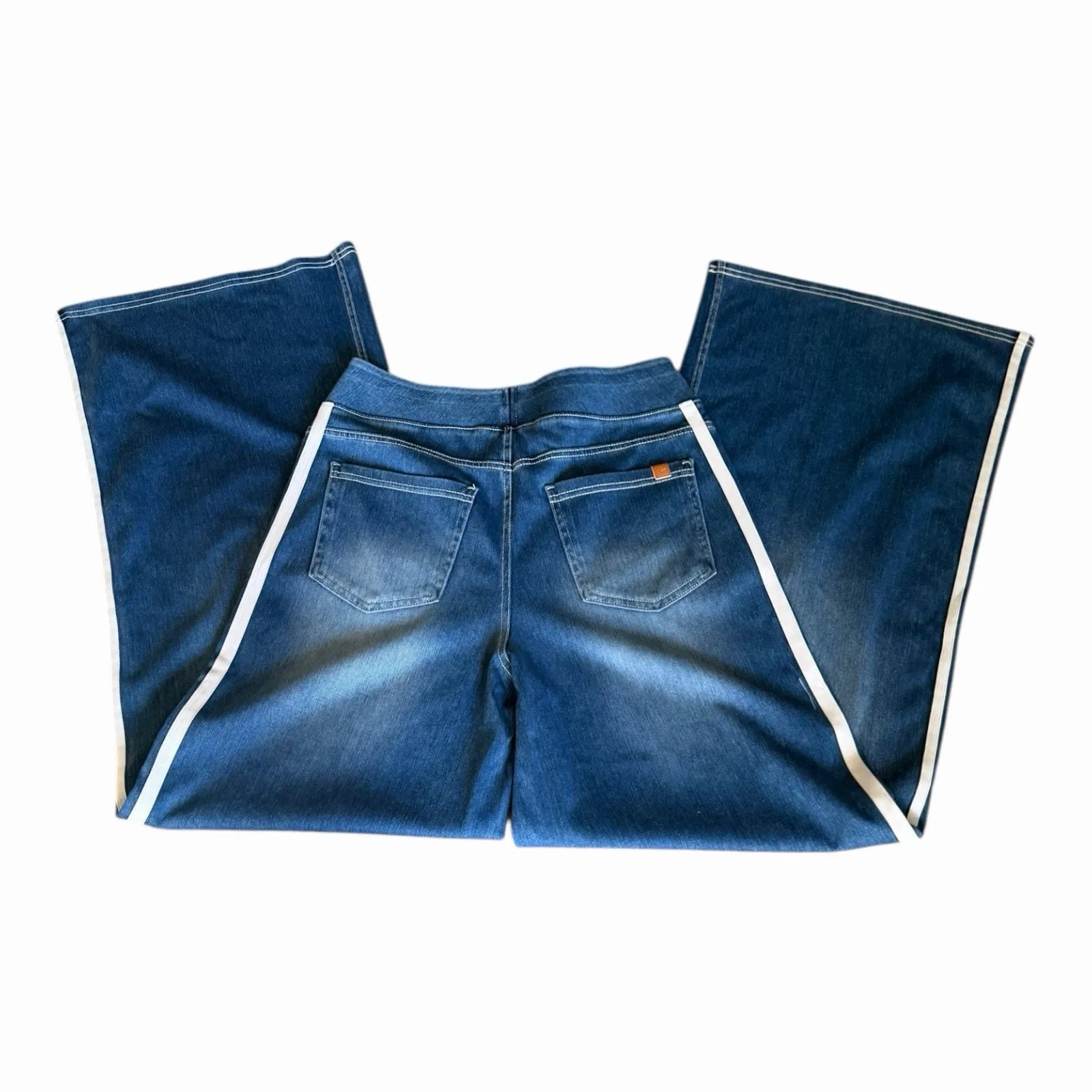 Halara Flex Women High Waisted Stripe Wide Leg Flowy Jeans Pockets Large NWOT - Image 9