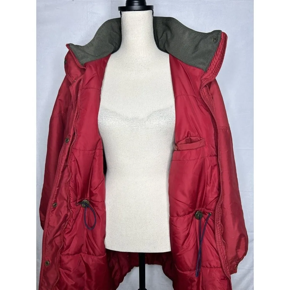 Columbia Womens Red Long Insulated Heavy Coat Hooded Parka Full Zip Sz M - Image 14