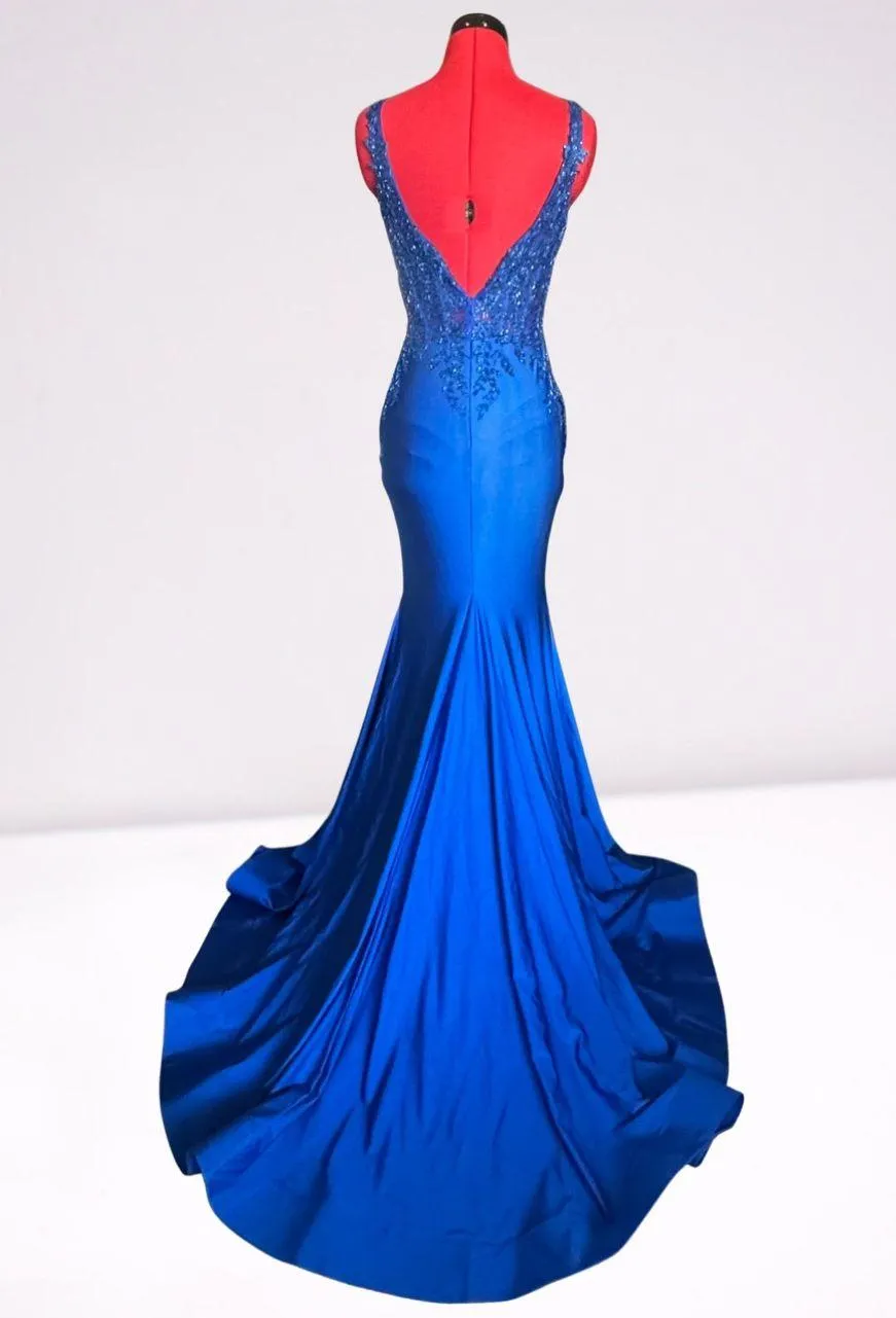 Royal Blue Mermaid Prom Gown w/Slit Style 16058 Size 2 - Image 6
