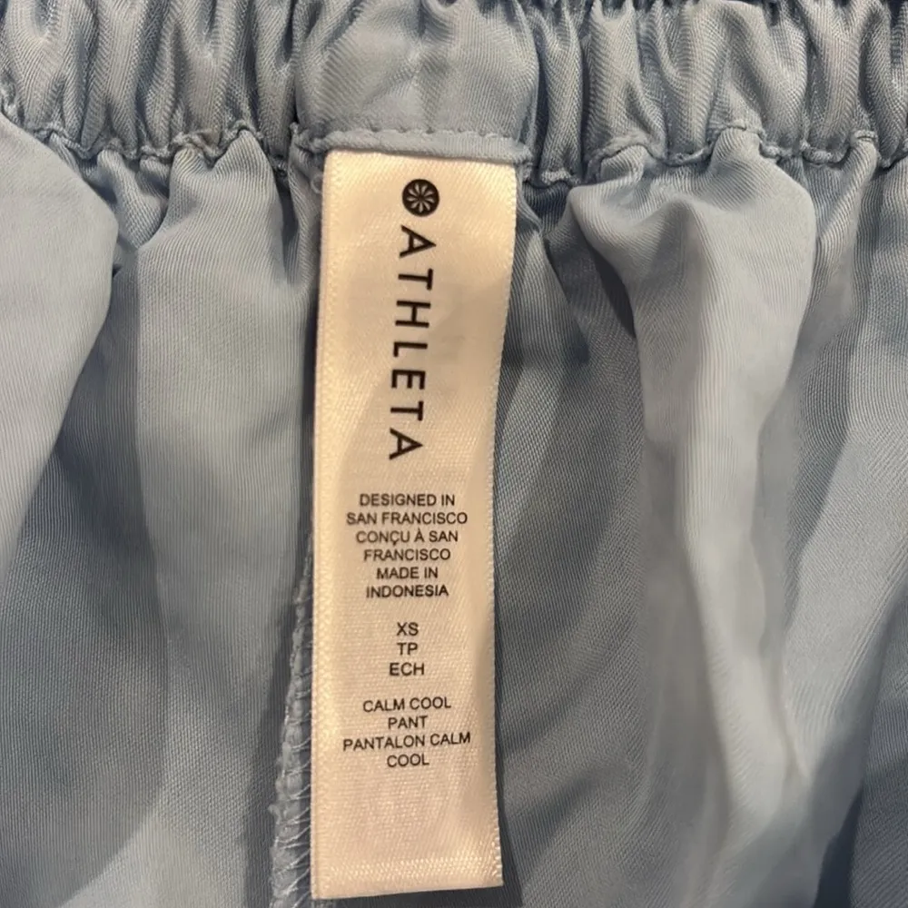 ATHLETA CALM COOL BLUE SATIN PAJAMA PANTS & TANK XS - Image 5
