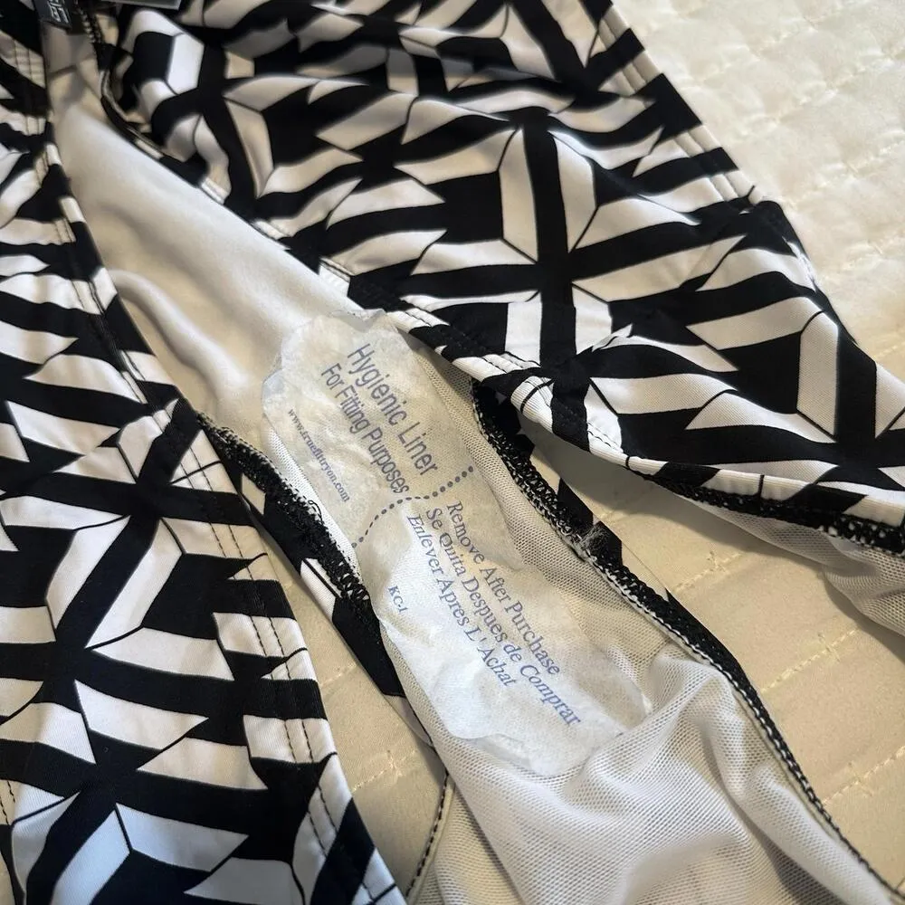 Alex Marie Geo Black & White Mid Waist Bikini Bottom Swim Size 12 - Image 8