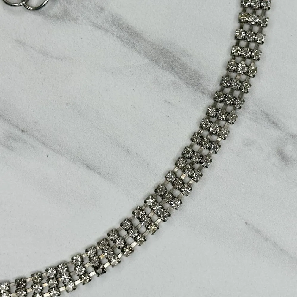 Rhinestone Studded Chain Belt Silver Y2K Festival Glam Medium/Large M/L ✨ - Image 6