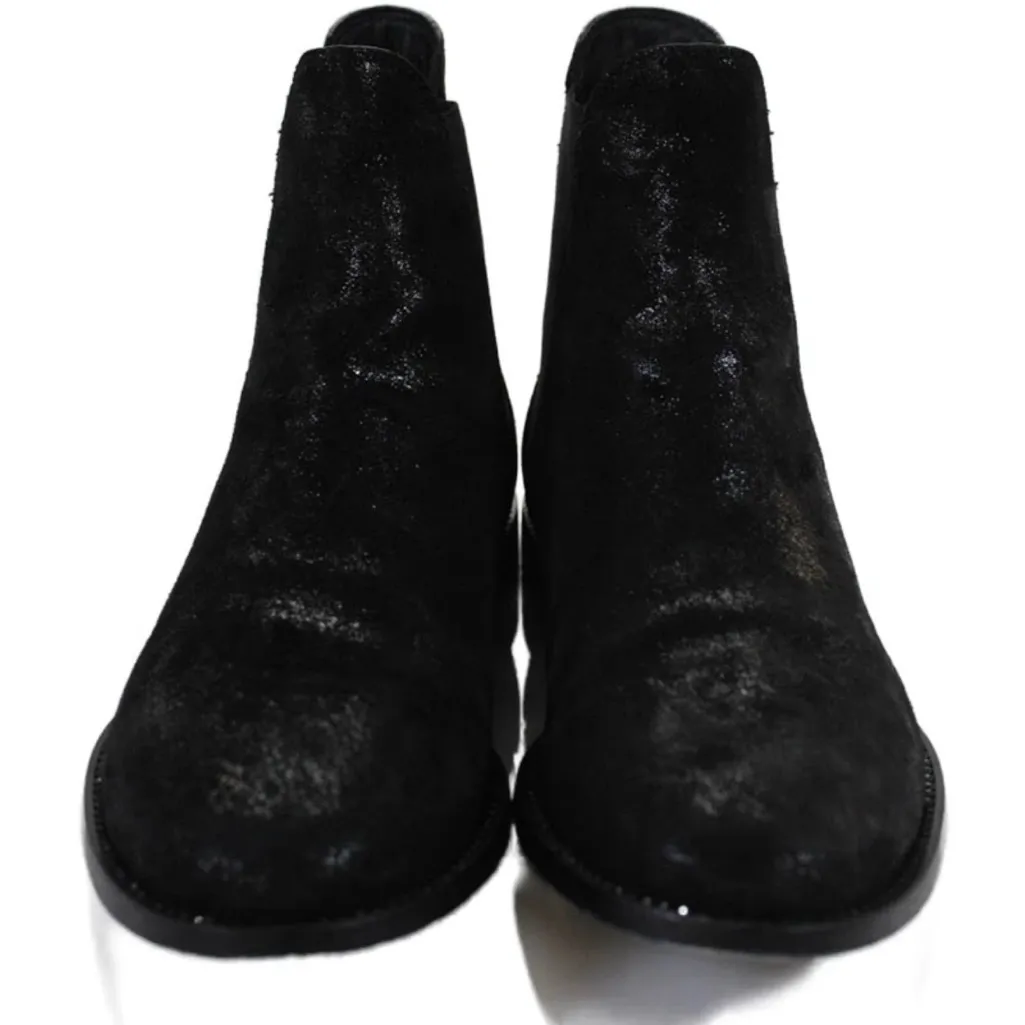 Jimmy Choo Merril Wet Look‎ Ankle Flat Boots Crystal Welt Black Suede 37.5 - Image 2