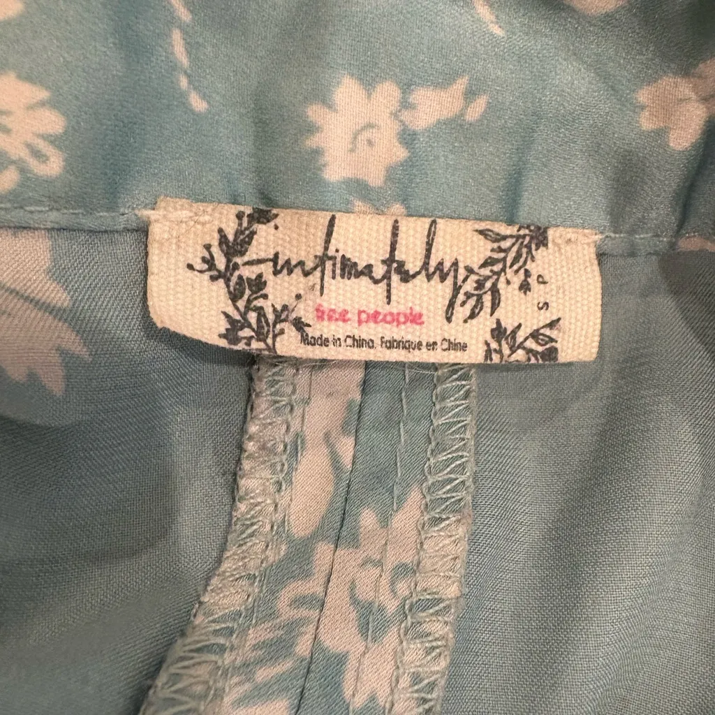 Free People Intimately kimono pajama top oversized XS S M greenish blue - Image 4