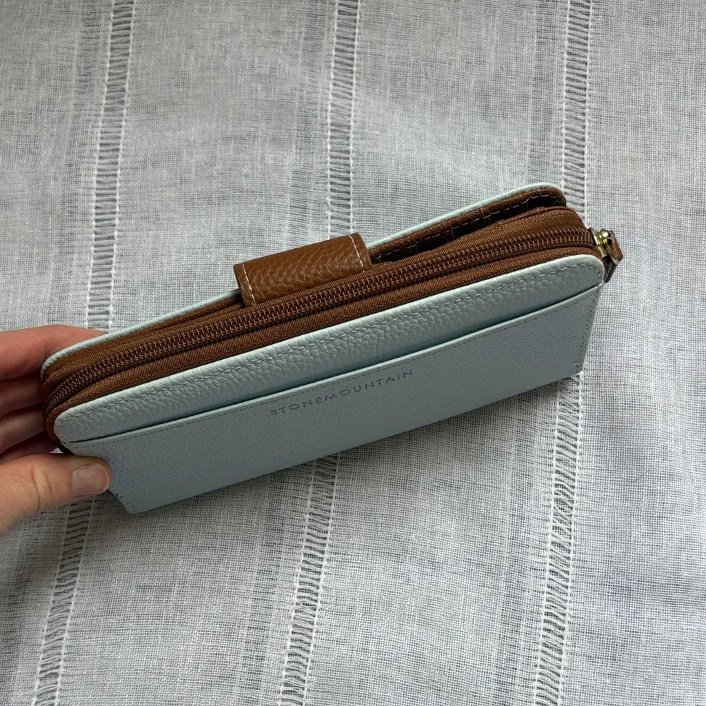 Stone Mountain  NWOT Egg Shell Blue Pebbled Wallet - Image 5
