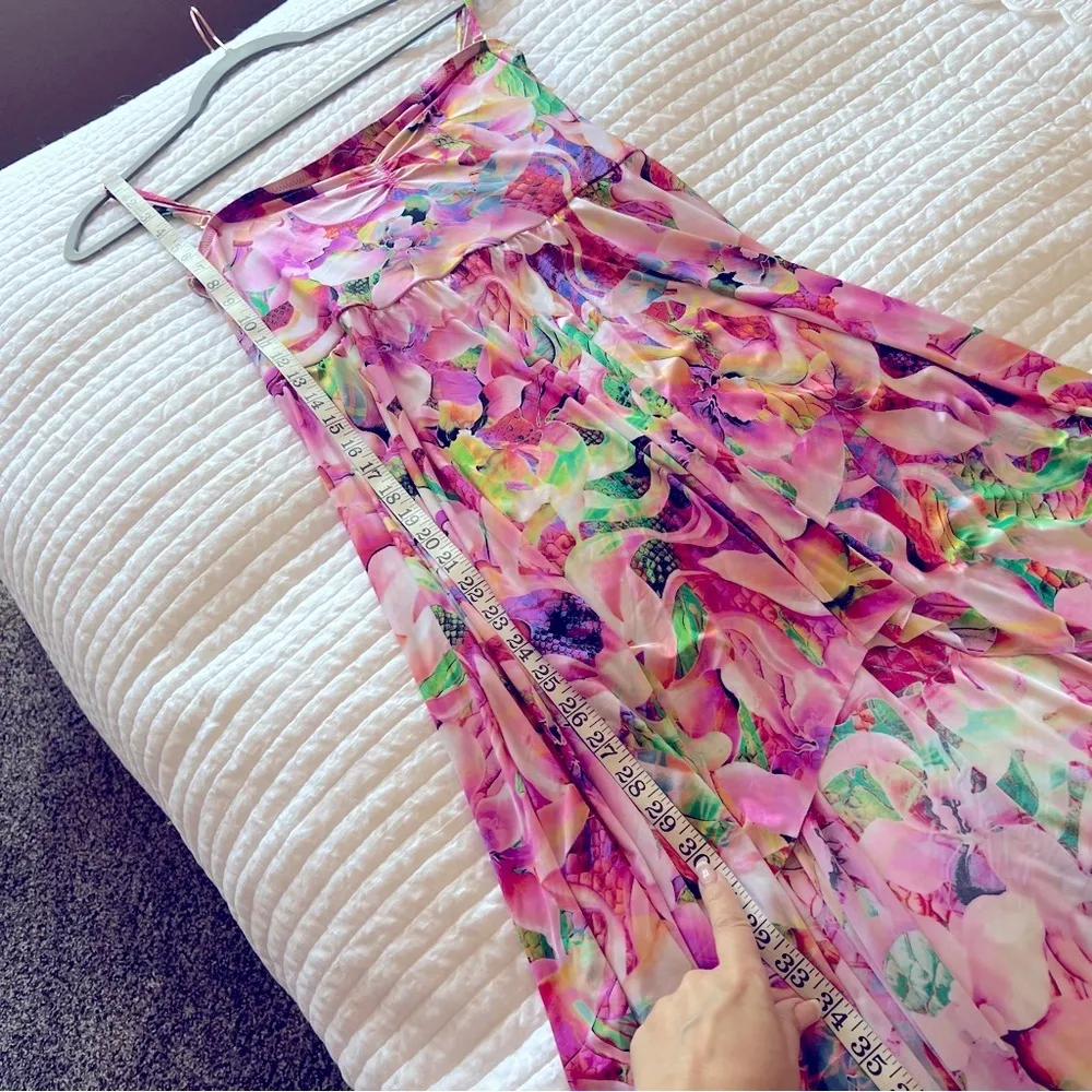 Beach Floral Summer Dress high-low hem, flowy and colorful size S/M - Image 6